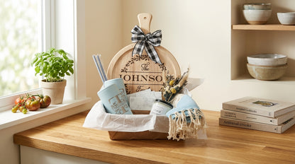 Personalized New Home Gift Basket | Custom Family Name Housewarming Set | Realtor Closing Gift