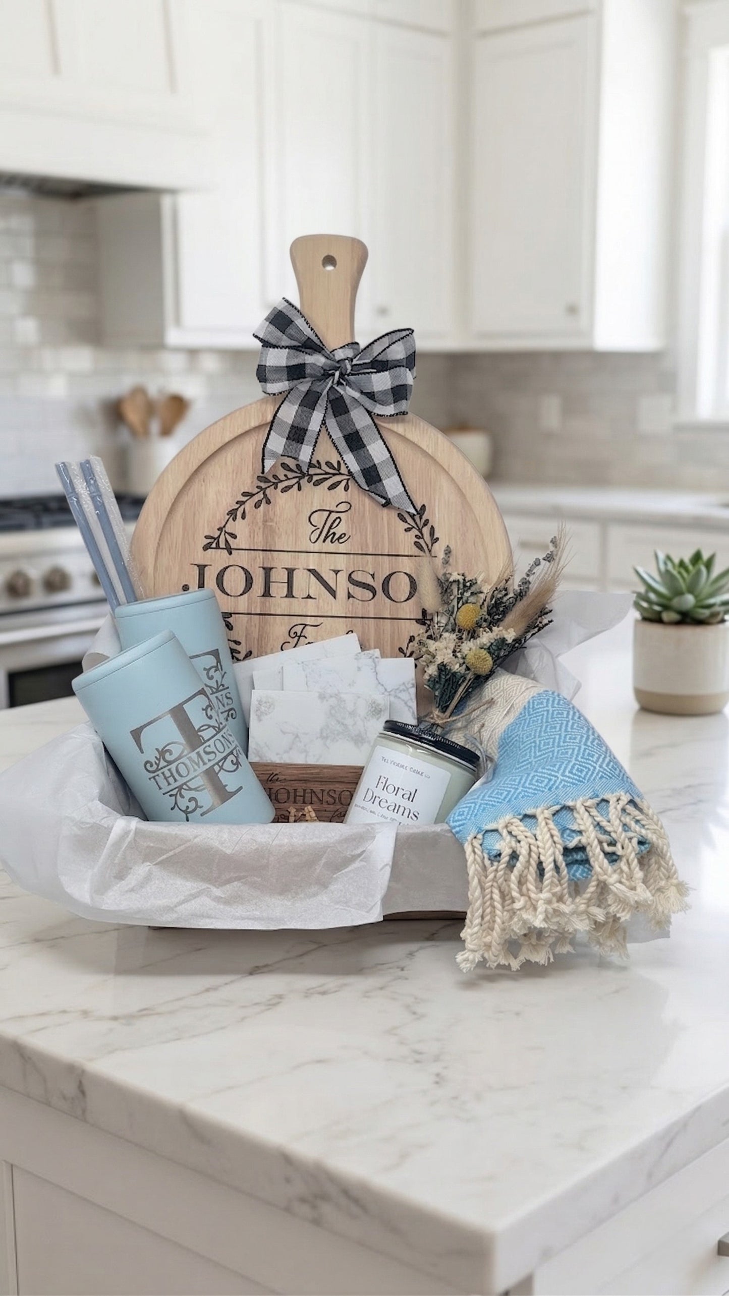 Personalized New Home Gift Basket | Custom Family Name Housewarming Set | Realtor Closing Gift
