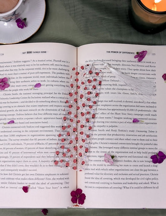 Floral & Ladybug Acrylic Bookmark | Gift for Book Lovers & Nature Fans