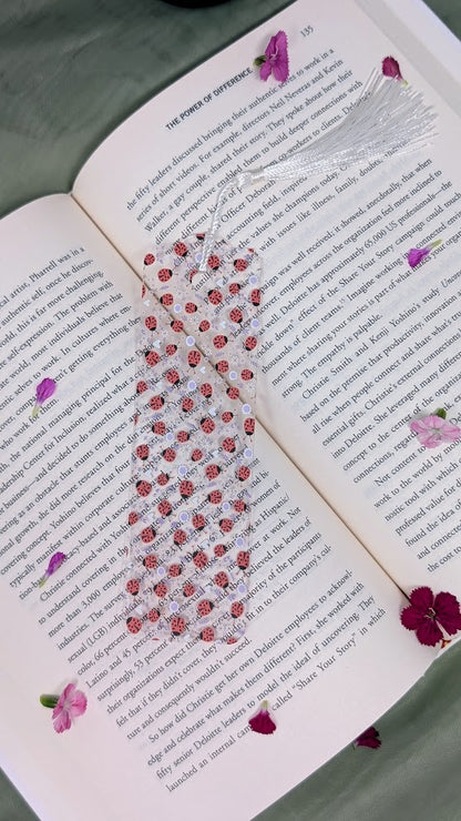 Floral & Ladybug Acrylic Bookmark | Gift for Book Lovers & Nature Fans