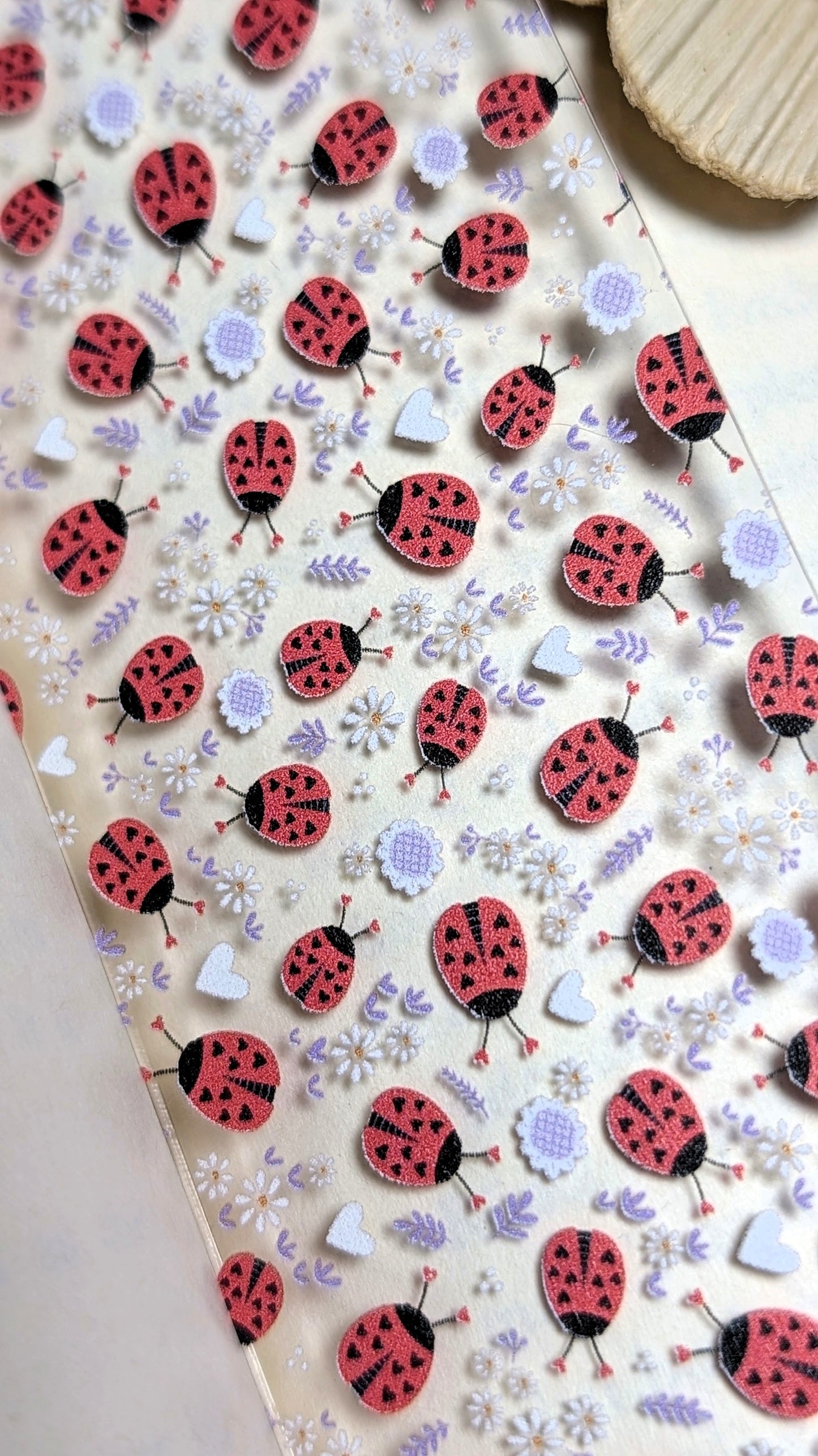 Floral & Ladybug Acrylic Bookmark | Gift for Book Lovers & Nature Fans