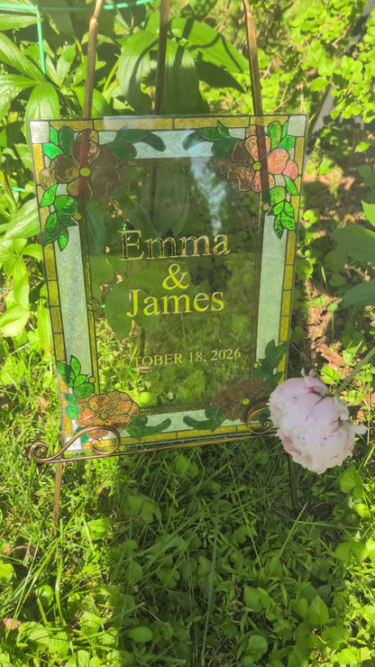 Custom Faux Stained Glass Wedding Sign | Hand Painted | Personalized