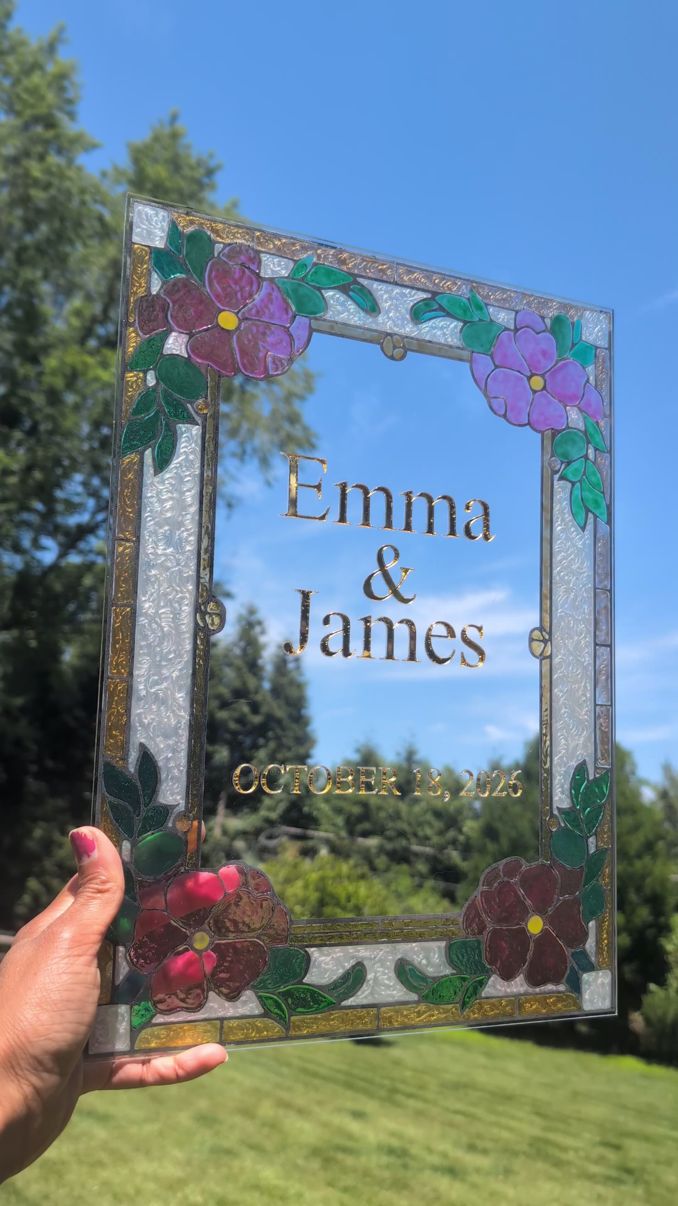 Custom Faux Stained Glass Wedding Sign | Hand Painted | Personalized