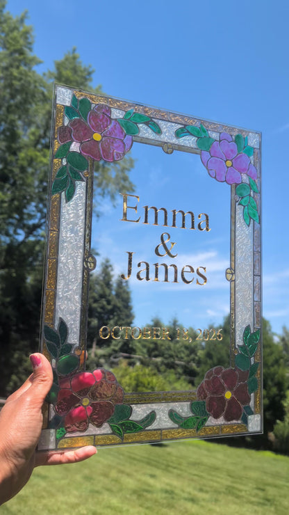 Custom Faux Stained Glass Wedding Sign | Hand Painted | Personalized
