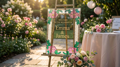 Custom Faux Stained Glass Wedding Sign | Hand Painted | Personalized