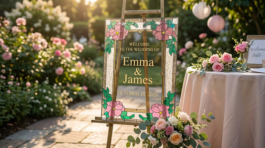 Custom Faux Stained Glass Wedding Sign | Hand Painted | Personalized
