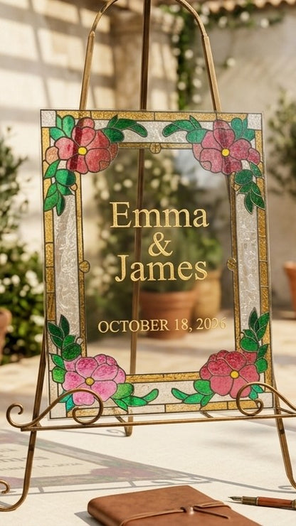 Custom Faux Stained Glass Wedding Sign | Hand Painted | Personalized