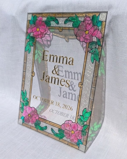 Custom Faux Stained Glass Wedding Sign | Hand Painted | Personalized